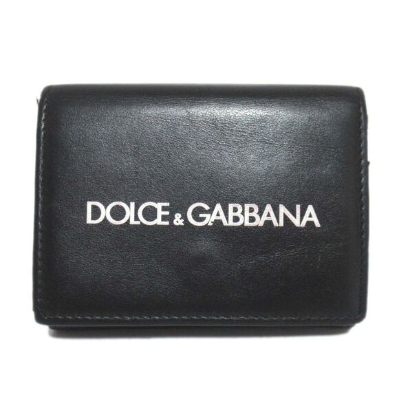 Dolce&Gabbana Logo Print Leather Trifold Wallet - Picture 1 of 10
